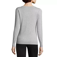 Worthington Womens V Neck Long Sleeve Pullover Sweater