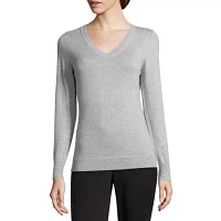 Worthington Womens V Neck Long Sleeve Pullover Sweater