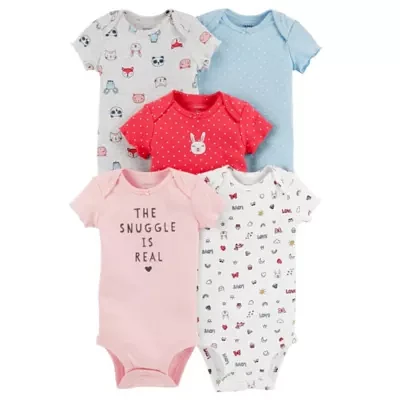 Carter's Baby Girls 5-pc. Round Neck Short Sleeve Bodysuit