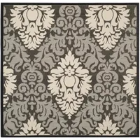 Safavieh Courtyard Collection Louise Damask Indoor/Outdoor Square Area Rug