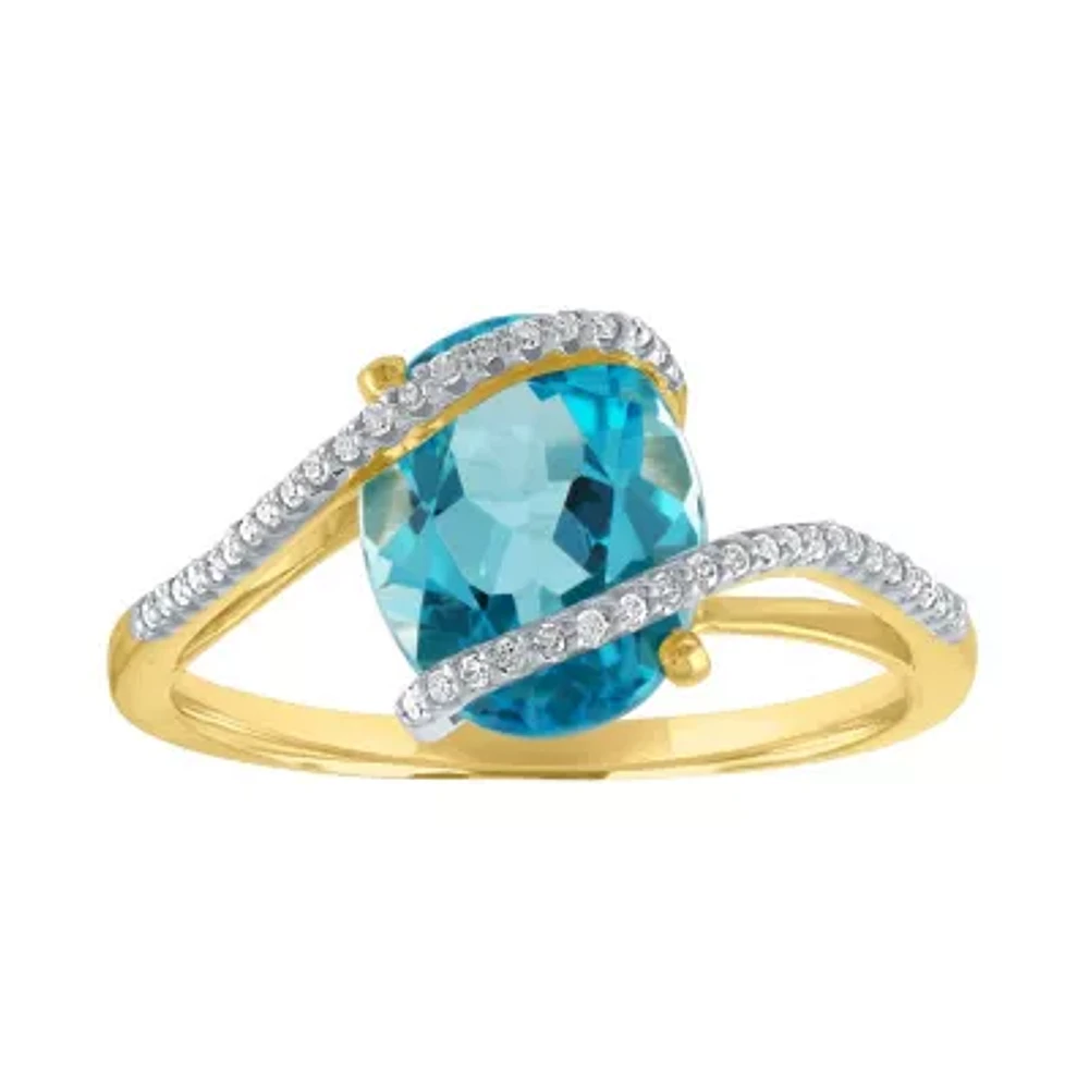 Womens 1/10 CT. T.W. Genuine Blue Topaz 10K Gold Cocktail Ring