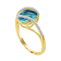 Womens 1/10 CT. T.W. Genuine Blue Topaz 10K Gold Cocktail Ring