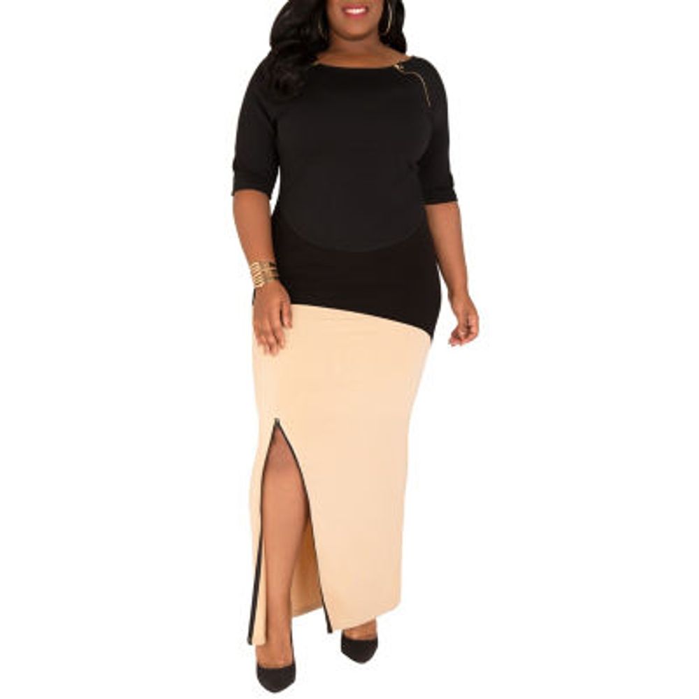 Poetic Justice Curvy French Terry Knit Maxi Skirt