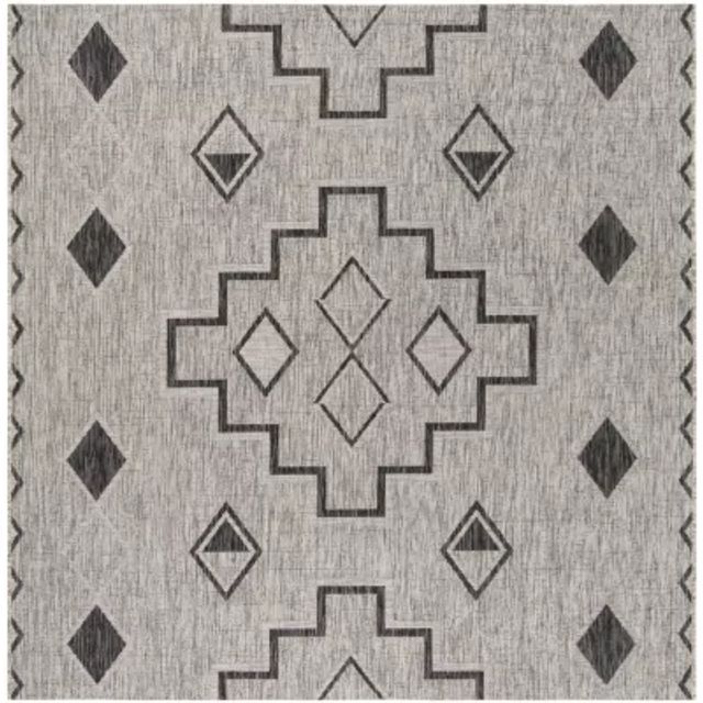 Safavieh Courtyard Collection Ambrose Geometric Indoor/Outdoor Square Area Rug