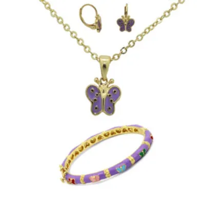Girls 10K Gold Over Brass Butterfly 3-pc. Jewelry Set
