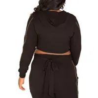 Poetic Justice Hooded Lightweight Cropped Jacket-Plus