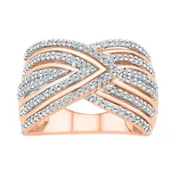14MM 1/2 CT. T.W. Mined White Diamond 14K Rose Gold Over Silver Band