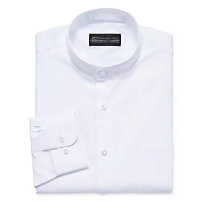 Damante Modern Mens Banded Collar Long Sleeve Dress Shirt