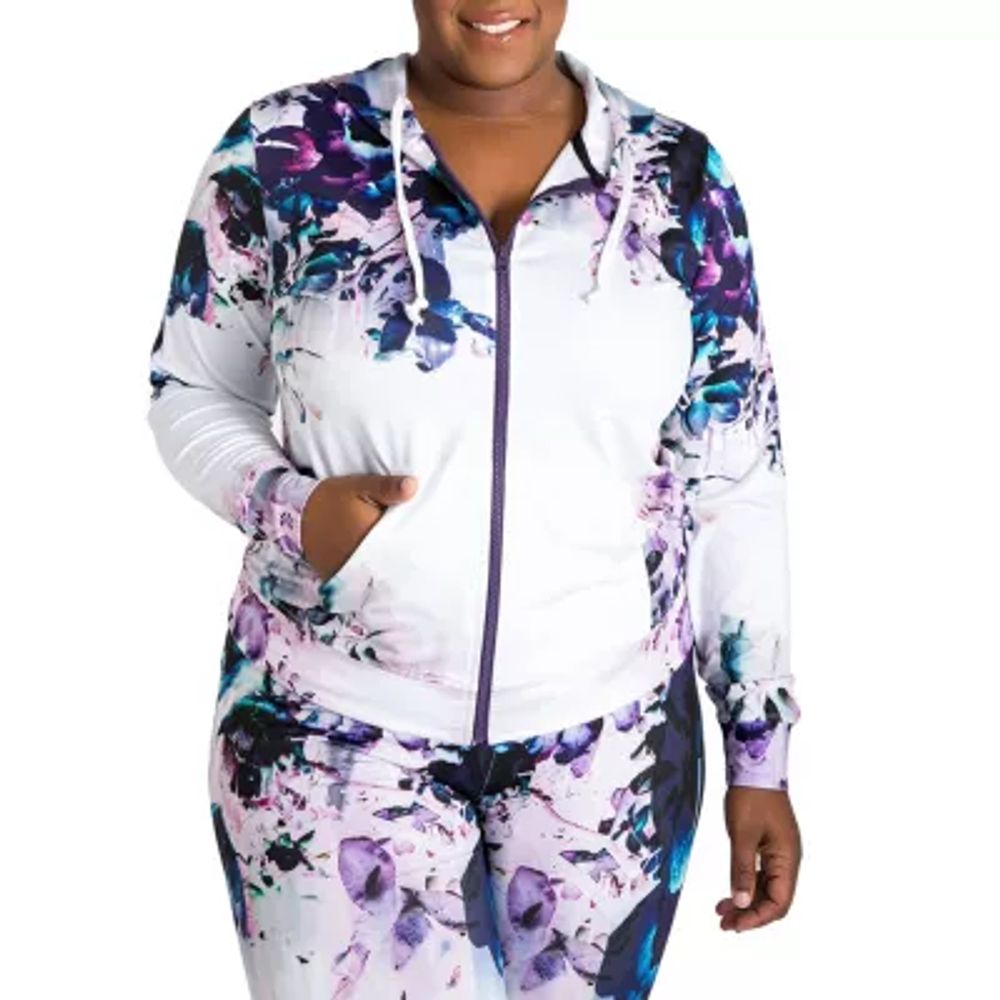 Poetic Justice Printed Active Zip Front Track Jacket - Plus