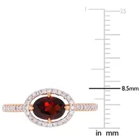 Womens 1/4 CT. T.W. Genuine Red Garnet 10K Rose Gold Halo Cocktail Ring