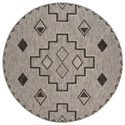 Safavieh Courtyard Collection Ambrose Geometric Indoor/Outdoor Round Area Rug