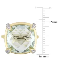 Womens Genuine Green Quartz 14K Gold Cocktail Ring