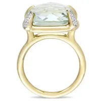 Womens Genuine Green Quartz 14K Gold Cocktail Ring