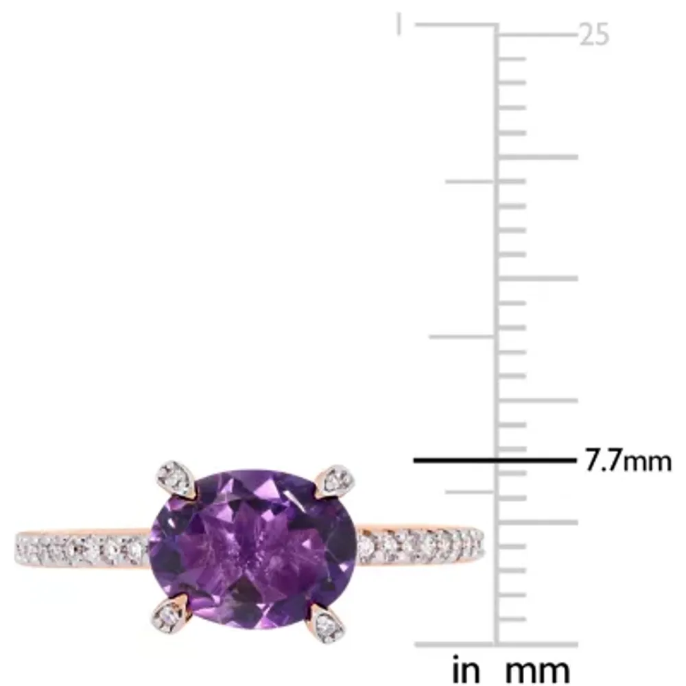 Womens 1/10 CT. T.W. Genuine Purple Amethyst 10K Rose Gold Cocktail Ring