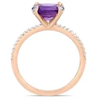 Womens 1/10 CT. T.W. Genuine Purple Amethyst 10K Rose Gold Cocktail Ring