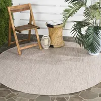 Safavieh Courtyard Collection Monroe Stripe Indoor/Outdoor Round Area Rug