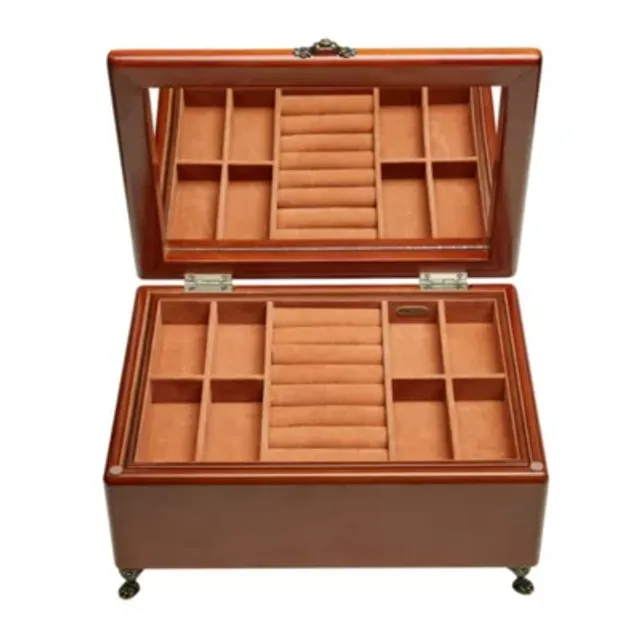 Mele and Co Kinsley Walnut-Finish Jewelry Box