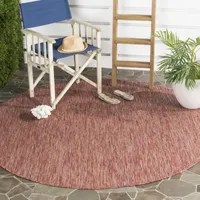 Safavieh Courtyard Collection Monroe Stripe Indoor/Outdoor Round Area Rug