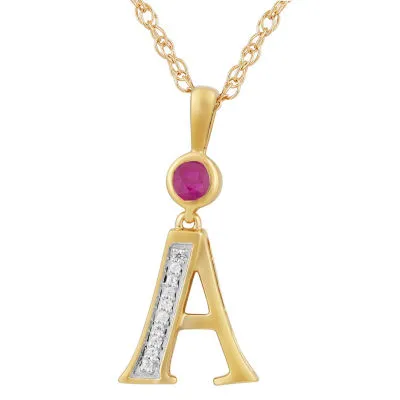 A Womens Lab Created Red Ruby 14K Gold Over Silver Pendant Necklace