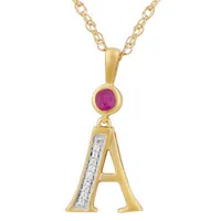 A Womens Lab Created Red Ruby 14K Gold Over Silver Pendant Necklace