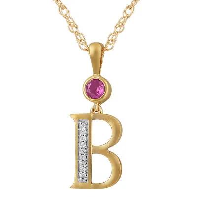 B Womens Lab Created Red Ruby 14K Gold Over Silver Pendant Necklace