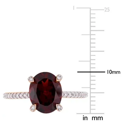 Womens 1/ CT. T.W. Genuine Red Garnet 10K Rose Gold Cocktail Ring