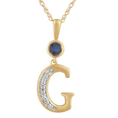 Womens Lab Created Blue Sapphire 14K Gold Over Silver Pendant Necklace