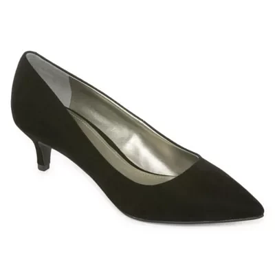 Worthington Womens Danika Pointed Closed Toe Kitten Heel Pumps