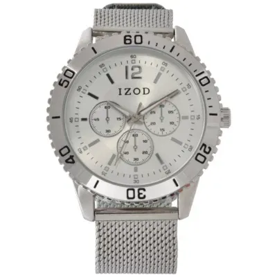 IZOD Mens Silver Tone Strap Watch Izo5183jc