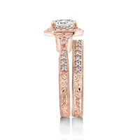 DiamonArt® Womens White Cubic Zirconia 14K Rose Gold Over Silver Bridal Set