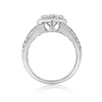 DiamonArt® Womens White Cubic Zirconia Sterling Silver Engagement Ring