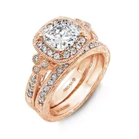 DiamonArt® Womens White Cubic Zirconia 14K Rose Gold Over Silver Bridal Set