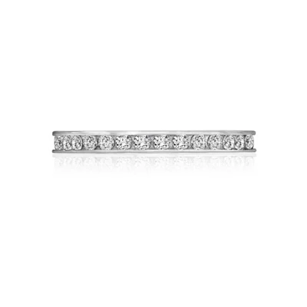 Diamonart® Cubic Zirconia Sterling Silver Eternity Band Ring