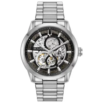 Bulova Sutton Mens Silver Tone Stainless Steel Bracelet Watch 96a208