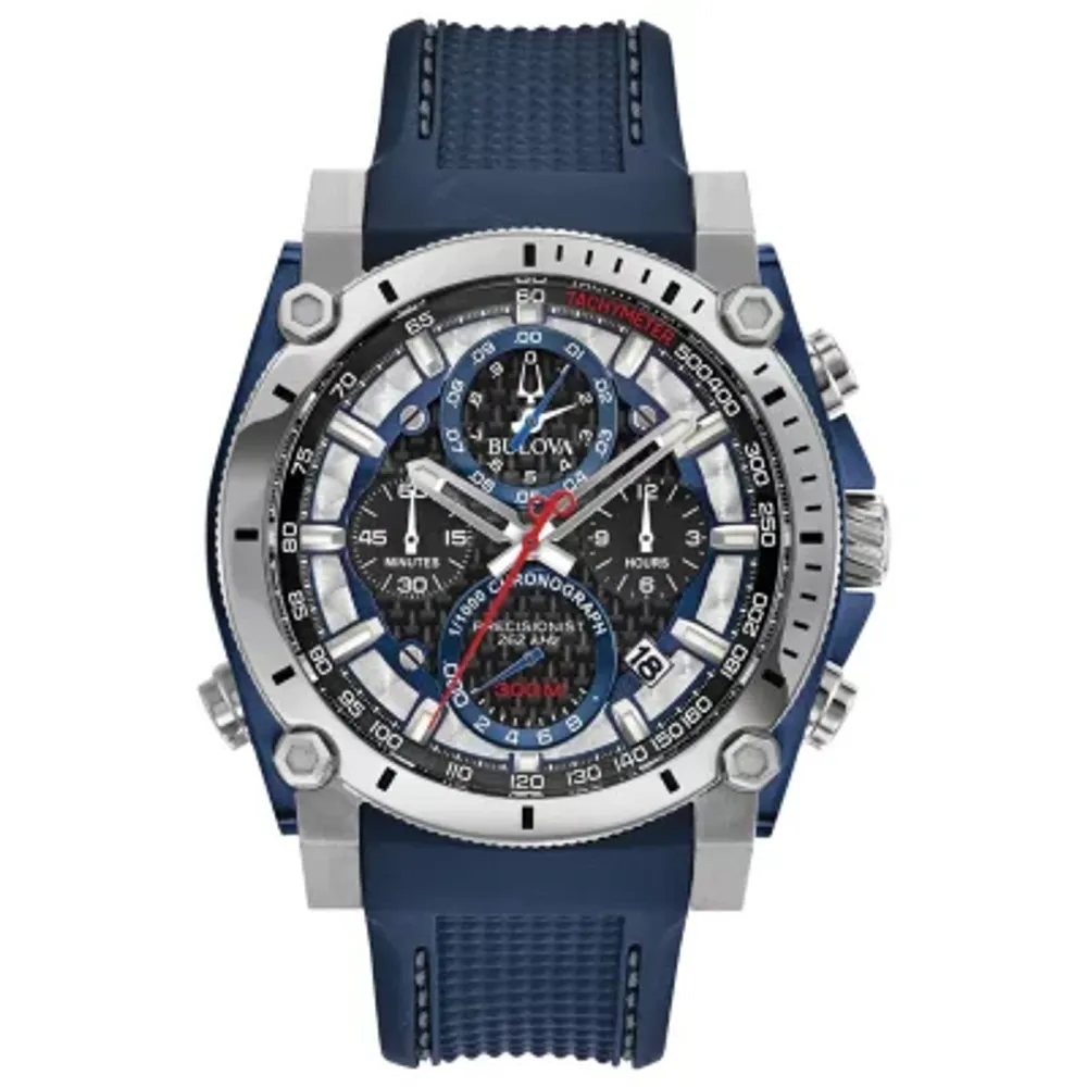 Bulova Precisionist Mens Blue Strap Watch 98b315