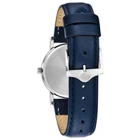 Bulova American Clipper Womens Blue Leather Strap Watch 96m146