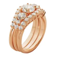 DiamonArt® Womens White Cubic Zirconia 14K Rose Gold Over Silver Bridal Set