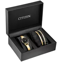 Citizen Womens Gold Tone Stainless Steel Bangle Watch 2 Piece Set -Ez6372-69e