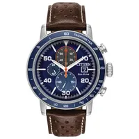 Citizen Brycen Mens Chronograph Brown Leather Strap Watch Ca0648-09l