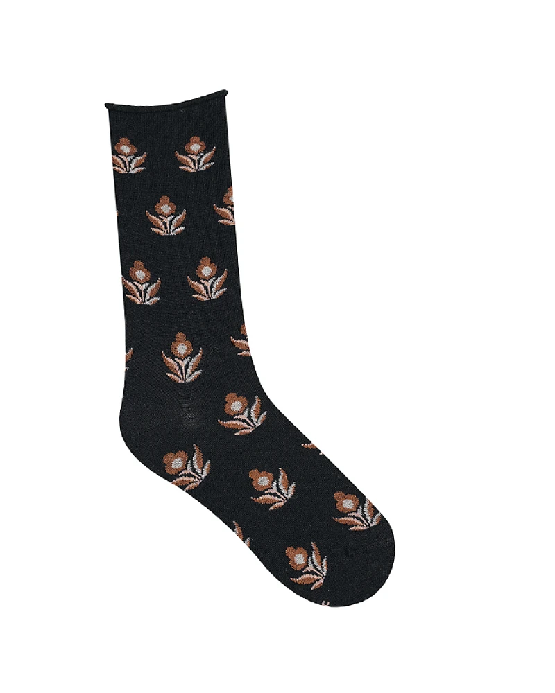 CHAUSSETTES LAINE FINE FLEURS