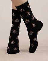 CHAUSSETTES LAINE FINE FLEURS