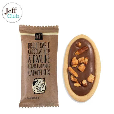Snacking, Biscuit Sablé Chocolat Noir Praliné et Amandes - Jeff de Bruges