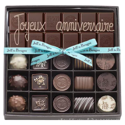✏️ A personnaliser, Boite 15 Chocolats Assortis et Tablette Chocolat Noir 80% Personnalisée avec message - Jeff de Bruges