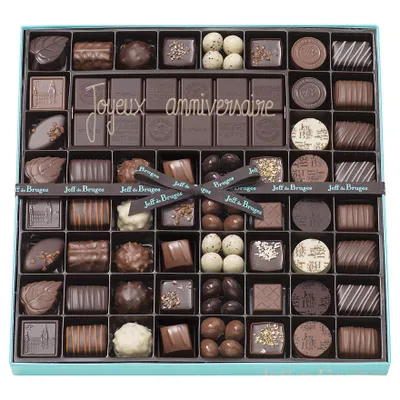 ✏️ A personnaliser, Boite chocolats assortis et tablette chocolat noir 80% personnalisée avec message 734g - Jeff de Bruges