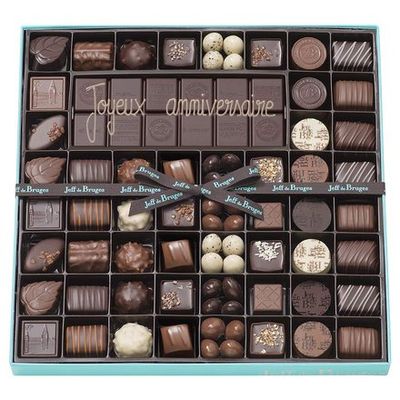Toute la gamme, Boite chocolats assortis et tablette chocolat noir 80% personnalisée - Jeff de Bruges