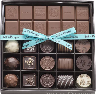 ✏️ A personnaliser, Boite 15 Chocolats Assortis et Tablette Chocolat au Lait 38% Sans Personnalisation - Jeff de Bruges