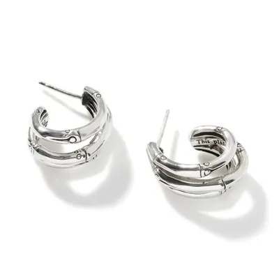 Bamboo Small J Triple Hoop Earrings