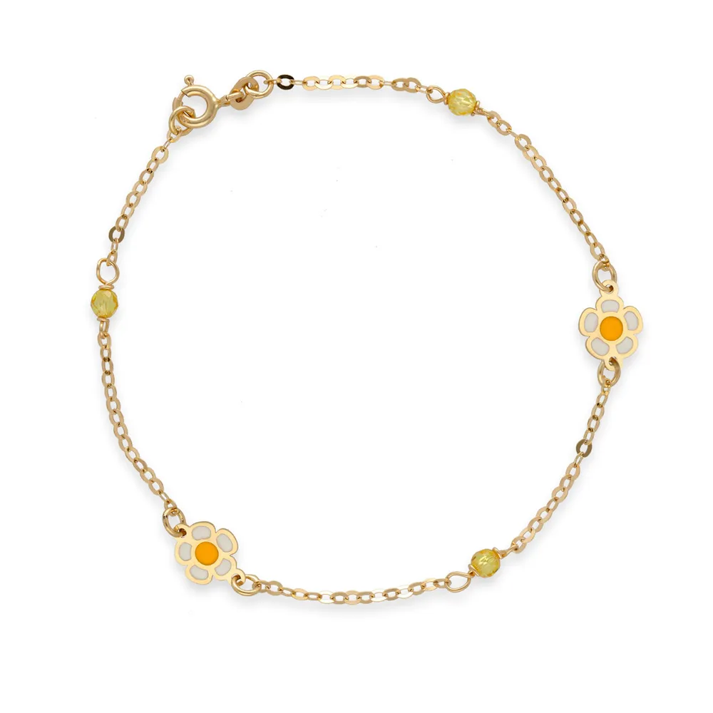 Pulsera para dama en oro amarillo 14K con zirconias