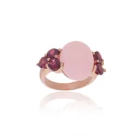 Anillo para dama en oro rosa 14K con zirconias