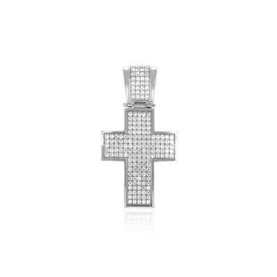 Cruz para caballero en oro blanco 14K con zirconias